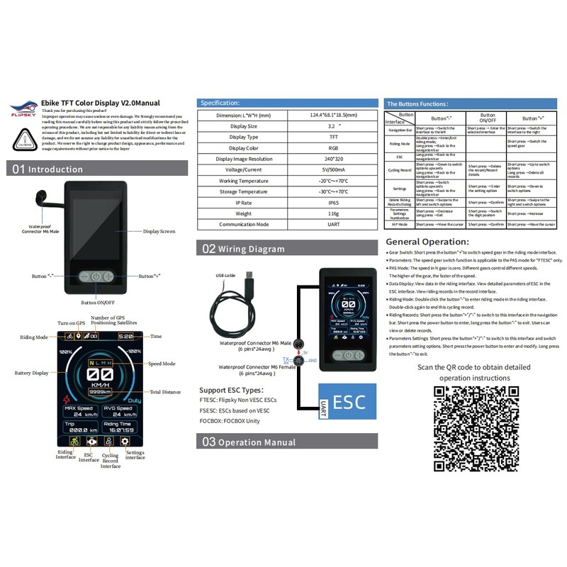 Flipsky TFT Advanced Display V2.0 with GPS Function IP65 Waterproof
