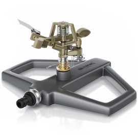 Brandson - Metal Lawn Sprinkler - Interval Sprinkler - Circular Sprinkler - Large Areas up to 314 m2 - 20 m Range - Irrigation System - Quick Coupling ¾ Inch to ½ Inch