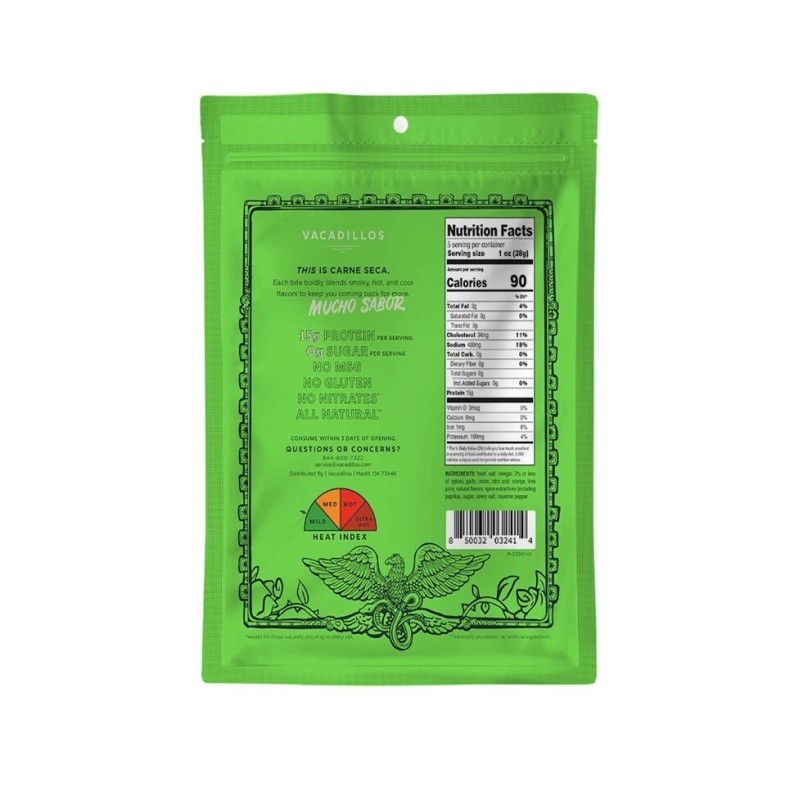 Vacadillos 4 BIG BAGS 5oz Vacadillos Chile Lime Carne Seca