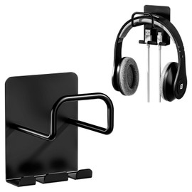 BOIVSHI Headphone Hanger, Magnetic Fastening, Set of 2, Headphone Hooks, Wiring Organization, Headphone Stand, Headphone Hanging, Small, Hanging Storage (Black)