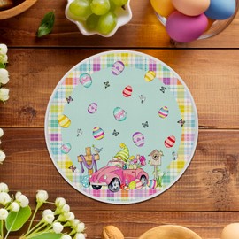 Arquiel Spring Easter Gnome Double Layer Round Placemats Set of 4, 14 Inch Washable Heat Resistant Cloth Placemats, Non Slip Indoor Outdoor Table Place Mats for Dining Kitchen Party Decoration