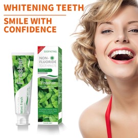 Mint Floavour Non-Fluoride Cleaning Toothpaste Breath Fresh Kids Friendly Teeth Whitening SLS Free Non-Toxic 4.23oz-3Pack