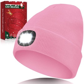 Unisex LED Beanie Hat with Light, Christmas Stocking Stuffers Gifts for Men, White Elephant Gifts for Adults Men (Pink)