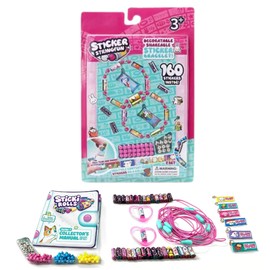 Rolls Sticki Station - Ultimate DIY Sticker Jewelry Kit | Includes 160 Mini Stickers | Builds 6 Bracelets & 2 Necklaces | 2 Pendants & 120 Beads | Over 1000 Designs to Collect!