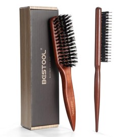 BESTOOL Cepillo para el cabello, cepillo de cerdas de jabalí puro para una mejor textura del cabello, cepillos de espalda resbaladiza para mujeres, ho