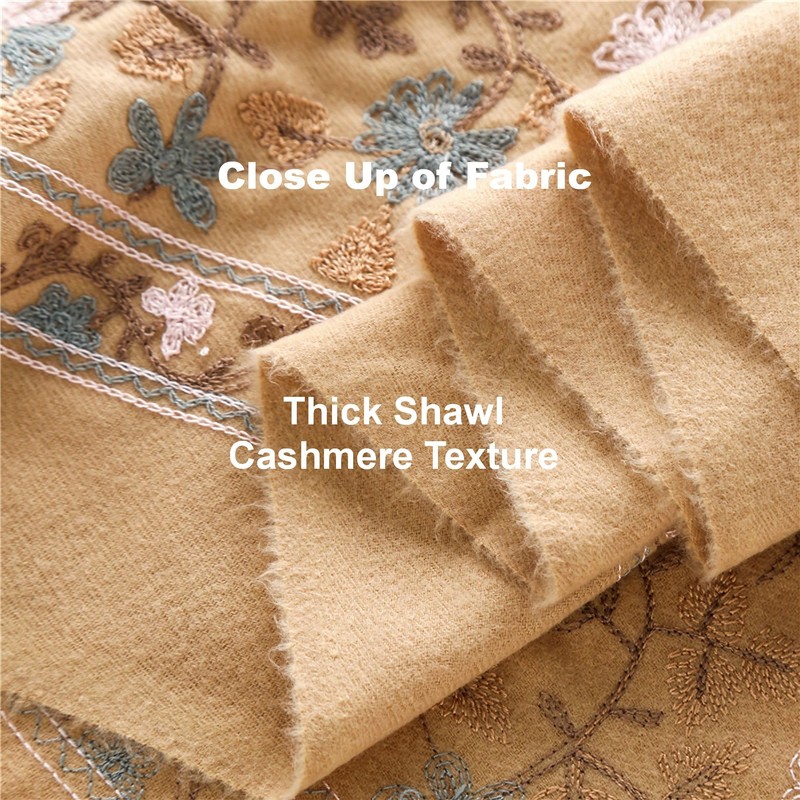 GFM® Embroidered Cashmere Feel Pashmina Style Shawl - Autumn-Winter -