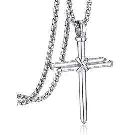 Bandmax Women's Necklace Cross Venetian Chain Men's Stainless Steel Chain with Cross Pendant Cross Necklace Orthodox Cross Men's Jewellery Accessories