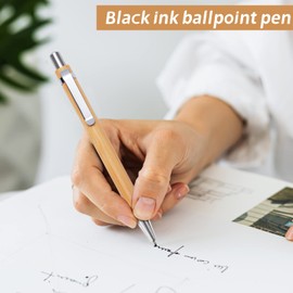 Ballpoint Pen Sets, 30 Set Bamboo Wooden Ballpoint Pen Vintage Creative Retractable Pen for Everyday Office School Life Supplies, Stylish Smooth Writing Instrument Gifts(1.0mm, Black Ink)