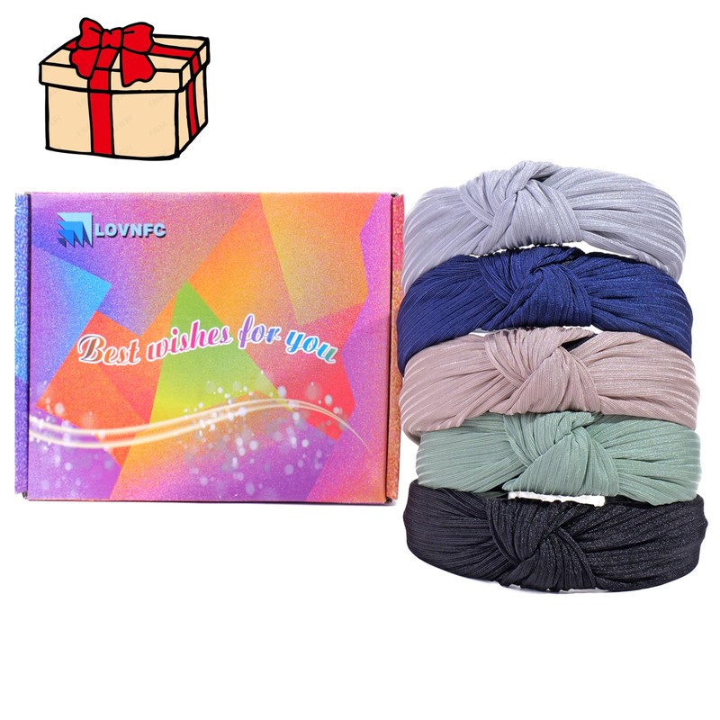 LOVNFC - 5 diademas anudadas antideslizantes para mujeres y niñas