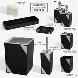 Black Bathroom Accessories Set - Luxurious Bathroom Accessory Decor