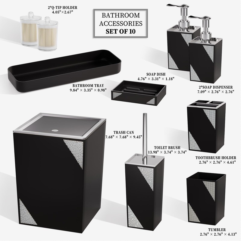Black Bathroom Accessories Set - Luxurious Bathroom Accessory Decor