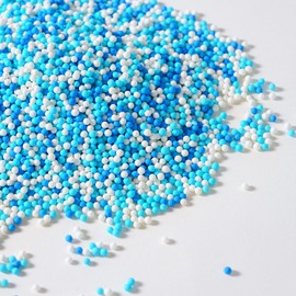 Blue Edible Pearl Sprinkles 2mm, Blue and White Sprinkles, Nonpareils Sprinkle for Cupcakes, Cakes, Donuts, Cookies, and Ice Cream(120g/4.23oz)
