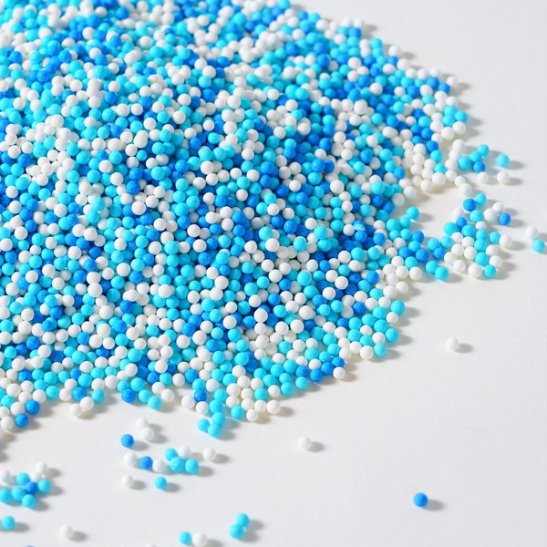 Blue Edible Pearl Sprinkles 2mm, Blue and White Sprinkles, Nonpareils