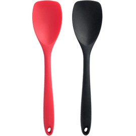 2 Pcs Silicone Spatula Spoon Set, Heat Resistant Spoonula & Flexible Scrapers for Baking Mixing, Non-Stick Kitchen Utensils - Seamless Soft Cooking Scoop, Serving Spatula for Bowls, Cookware