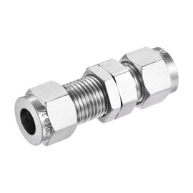 sourcing map Compression Pipe Fitting 3/8" Pipe OD x 3/8" Tube OD Bulkhead Fitting Coupling Adapter 304 Stainless Steel