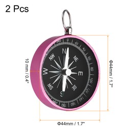 PATIKIL Pocket Compass, 2 Pack Survival Sports Navigation Compass with Key Ring for Outdoors Camping Hiking, Pink