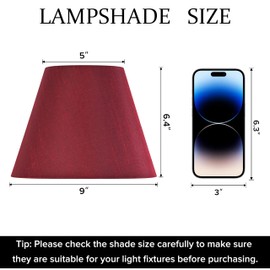 GO&SO Burgundy Red Lamp Shades Set of 2 Small-5" Top× 9”Bottom × 6.4”High Spider Drum Lampshade for Table Lamps Bedside Lamp,Morden Lamp Shade Replacement,Natural Silk Barrel Shade for Bedroom