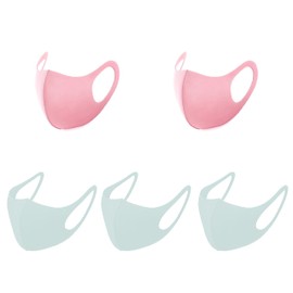 nanosase Igozen 5 Pack Unisex Tiffany Blue G Sports face masks HD Poly Spandex 3d face mask is not cotton mask (Kids 3 Blue Green + 2 Pink)
