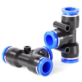 TAILONZ PNEUMATIC 10mm OD Tee Plastic Push to Connect Fittings 3 Ways Tube Connect Push Fit Push Lock PE-10 (Pack of 2)