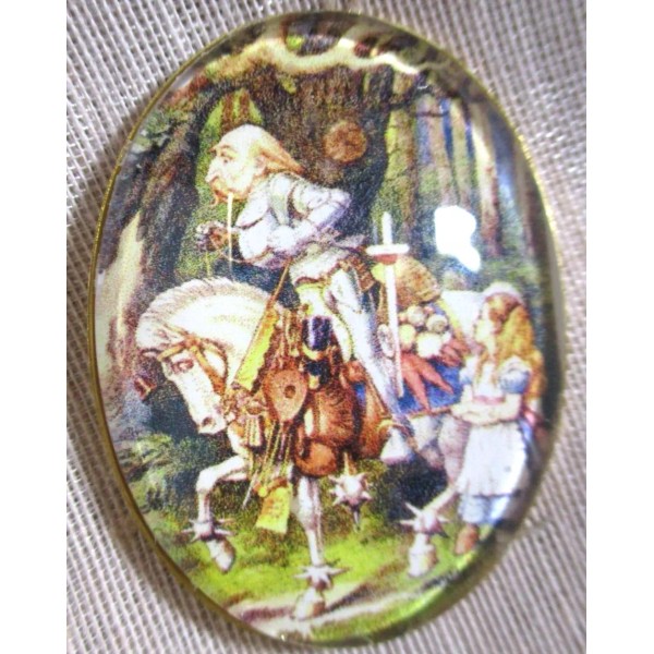 XL GLASS PICT BUTTON ALICE IN WONDERLAND - ALICE &