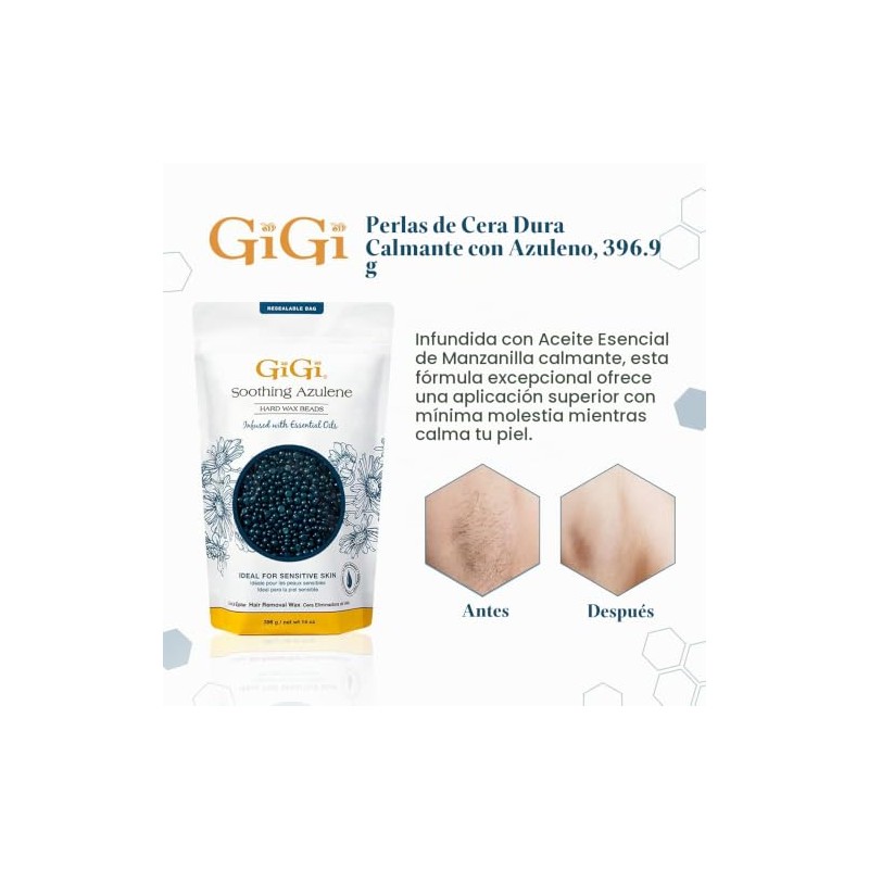 GiGi Hard Wax Beads, Soothing Azulene Hair Removal Wax for