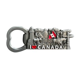 Canadian Souvenir Gifts:Bottle Opener and Fridge Magnet for Friends and Relatives with Multiple Colours -Silver