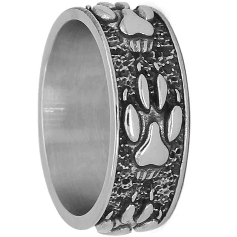 Fantasy Forge Jewelry Paw Print Ring Womens Mens Silver 316L