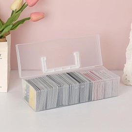 BSTKEY 2 Pack Plastic Trading Card Box with 7 Compartments, Clear Baseball Card Storage Box with Handle Collectible Sport Card Organizer Portable Gaming Card Storage Playing Card Holder