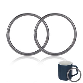 Pack of 2 Carabiner Round 75 mm Outer Diameter Carabiner Large Stainless Steel Carabiner Hook Large Carabiner Hook Round Key Ring Large for Key Chains, Bags, DIY Crafts (Black)