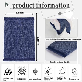 Steel Wool Sponges for Kitchen - Kitchen Scrubbers Dish Sponges, Non-Scratch Microfiber sponges for Cleaning, Pots and Pans Scrub Sponge(6 Pack)
