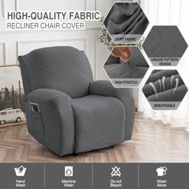 Gennia Waterproof Recliner Chair Cover,Stretch Reclining Sofa Covers with Pockets,Washable Lazy Boy Recliner Slipcovers,Leakproof Couch Protector for Kids, Pets, Dog and Cat (XL-Recliner, Dark Gray)