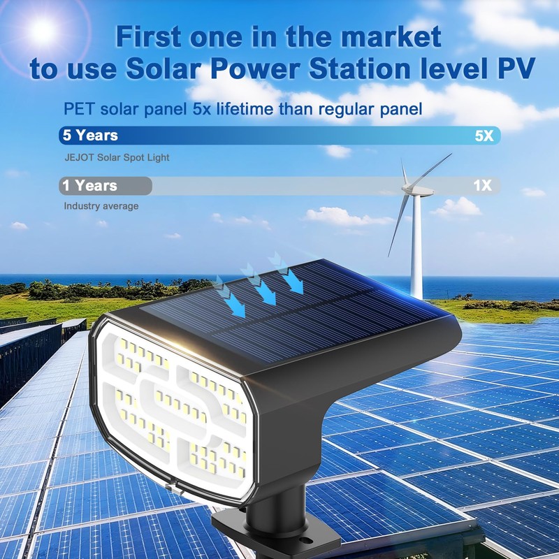 JEJOT Solar Spot Lights Outdoor Waterproof IP65,6 Pack,2CCT(3000K/6500K), Super Bright