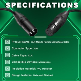 MKBKLLJY 2pcs 1/4" TRS Female to XLR Male Balanced 1/4" Male to 3 Pin Male Adapter Self-Locking Metal Housing for Guitar Speaker (4.35m)