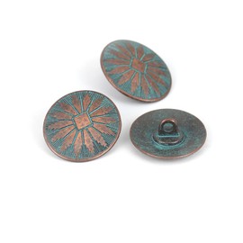 5 PCs Vintage Based Alloy Round Metal Sewing Shank 25mm Buttons Antique Copper Color DIY Clothing Decoration (Circle Antique Copper)