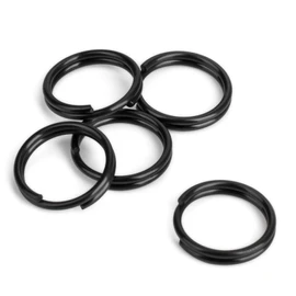 TIMULTI Titanium Keyring Black Key Holder Ring Round Carabiner Small Black Mini Thin Double Ring Keychain Metal Fittings Rust Free Lightweight DIY Crafts 10/12/14mm (12mm/5pcs)