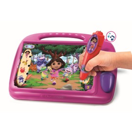 Clementoni E-Lektor Quiz Travel Dora - Educational Game with Interactive Pen & 9 Cards - Over 180 Tasks - Preschool Learning Toy for On the Go - 16683