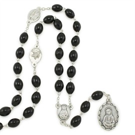 Seven Sorrows Black Wooden Beads Rosary Chaplet