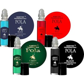 MOBETTER FRAGRANCE OILS Pola Men Cologne Body Oil Set 4 piece 1/3 oz roll on Glass Bottles