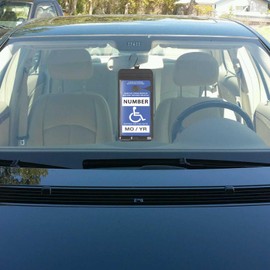 GUSHBIN Handicap Placard Holder for Auto - Clear Disabled Parking Permit Sign Protector Cover with Hanger Multiple Organizer Pockets for Car Sun Visor with Pen Holder,Note Paper Slot,2 Packs