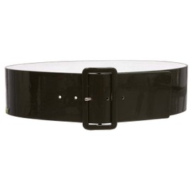 Cinturón cuadrado de piel de charol de cintura alta para mujer, Verde oliva, Small/Medium - 32"