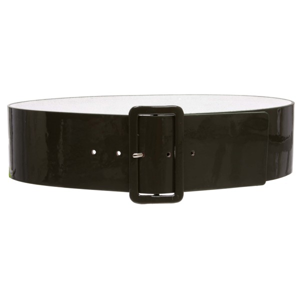 Cinturón cuadrado de piel de charol de cintura alta para