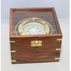 Gimbaled Brass Nautical Compass in Wood Box w/ Glass Top