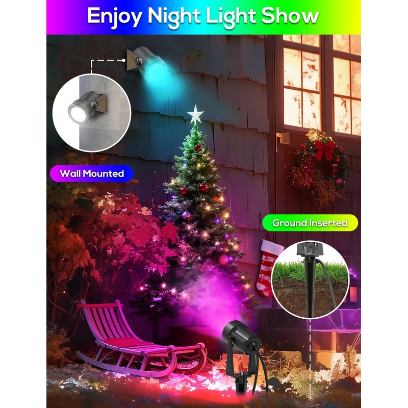 ZYAN Solar Color Changing Outdoor Spotlights with Remote, IP65 Waterproof