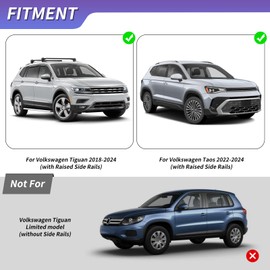 ZXMOTO Roof Rail Rack Cross Bars Crossbars Fits for Volkswagen VW Tiguan 2018 2019 2020 2021 2022 2023 2024 Heavy Duty Aluminum for Roof Cargo Box,Ski,Kayak,Bike,Cargo Carrie
