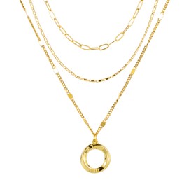 Layered Gold Necklaces for Women，Stackable Dainty 14K Gold Plated Trendy crucifixion Diamonds Circle love Paperclip Chain Pendant Choker Necklace，Jewelry Set Gifts for Women (ellipse)