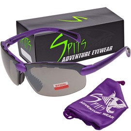 Spits Eyewear Top Or Bottom Bifocal Safety Glasses (Frame Color: Purple, Magnifier: 3.50 Bottom Smoke)