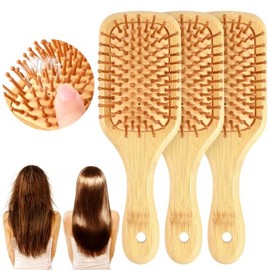 Peine para Masaje con Bolsa De Aire Antiestático,Cepillo De Bambú Madera  Natural BiodegradableCabello Hecho de Bambú para todo tipo de Cabello y...  
