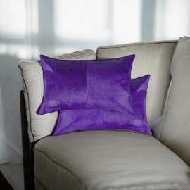 Homeroots 12 X 20 Purple Cowhide Throw Pillow