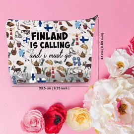 Finland Gift Finnish Gift Finland Trip Makeup Bag for Finland Lovers Finland Travel Souvenir Nordic Finnish Sisu Gift (Finland)