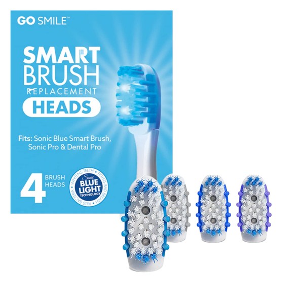 GO SMILE Dental Pro Replacement Brush Heads (4 count), Dentist Recommended antibacterial brush heads, Professional At-Home Teeth Whitening REFILL